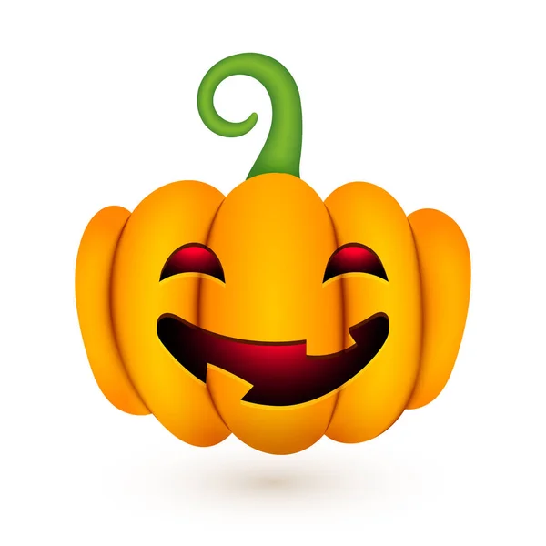 Calabaza Linda Halloween Calabaza Realista Con Una Sonrisa Miedo Cara — Archivo Imágenes Vectoriales