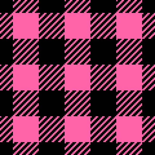 Buffalo Plaid Seamless Patten Vector Checkered Pink Plaid Textured Background —  Vetores de Stock