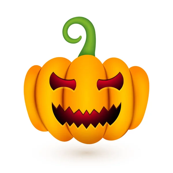 Halloween Süßer Kürbis Realistischer Kürbis Mit Gruseligem Lächeln Lustiges Gesicht — Stockvektor