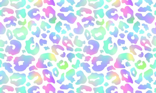 Trendy Neon Leopard Muster Horizontalen Hintergrund Vector Rainbow Wild Animal — Stockvektor