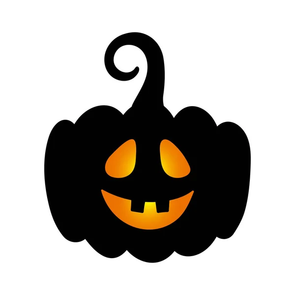 Halloween Süße Schwarze Kürbis Silhouette Dunkler Kürbis Mit Beängstigend Komisch — Stockvektor