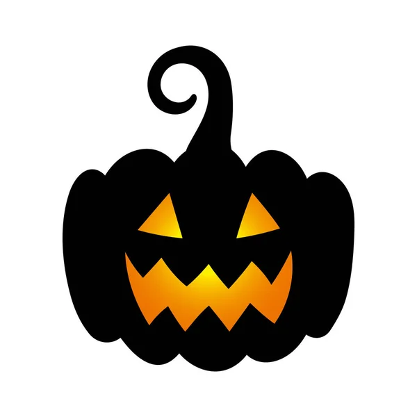 Хэллоуин Милый Черный Тыквенный Силуэт Тёмная Тыква Страшным Смешным Светящимся — стоковый вектор