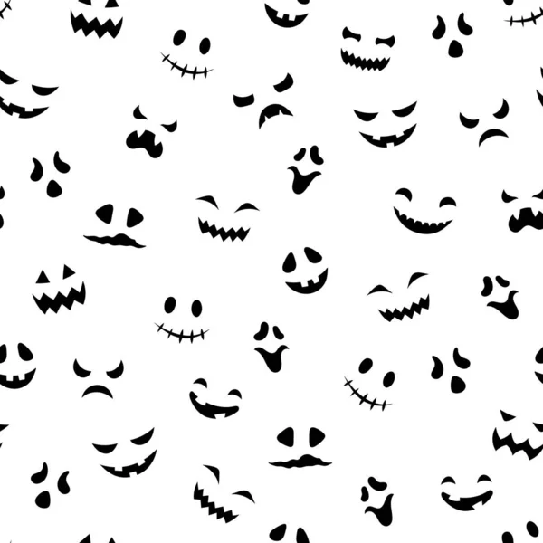 Niedliche Halloween Nahtlose Muster Vektor Kürbis Geschnitzt Beängstigende Gesichter Textur — Stockvektor