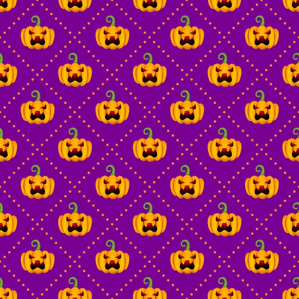 Lustige Halloween Kürbisse Nahtlose Muster Vector Happy Halloween Print Mit — Stockvektor