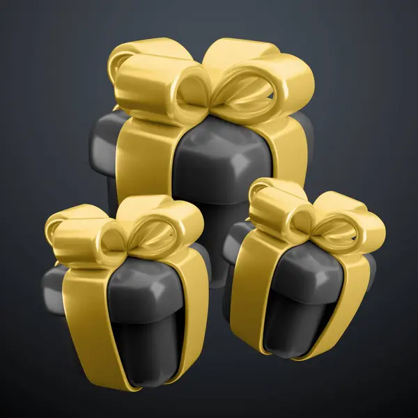 Vecteur Black Friday Cadeaux Concept Jolies Boîtes Cadeaux Noires Luxe — Image vectorielle