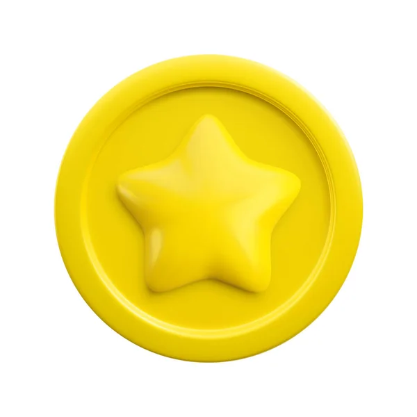 Vector Goldene Spielmünze Mit Realistischem Stern Symbol Trendige Goldene Runde Stockvektor
