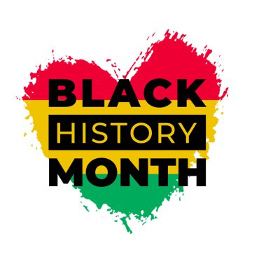 Black History Month. Vector African American History Design Element with grunge heart shape in flag colors for poster, print, card, banner, background. clipart