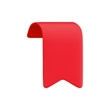 Vektör Gerçekçi 3d Kırmızı Kurdele beyaz arkaplanda izole edildi. Klasik tasarım öğesi, dekoratif çıkartma. Çizgi film 3D kurdele etiketi satılık afiş, fiyat etiketi, kara cuma reklamı, oyun, uygulama, etiket.