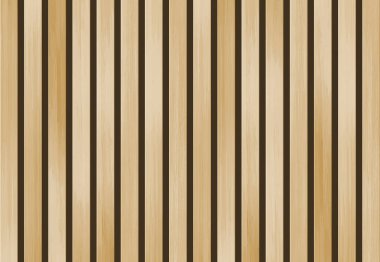 Vector wood panel decorated wall. Realistic wooden brown vertical planks on dark background. Natural wood planks wall. Trendy interior striped wooden elements, striped wooden wallpaper. clipart