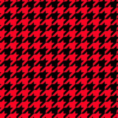 Houndstooth kusursuz desen. Klasik siyah ve kırmızı kumaş arka plan. Tüvit pepita ekoseli kumaş. Geleneksel kış moda tasarımı. Basit soyut Noel arkaplanı.