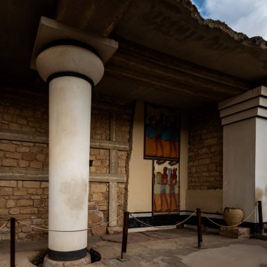 Knossos palace ruins, Crete, Greece.  Minoan palace of Knossos. Heraklion, Crete, Greece