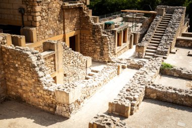Knossos palace ruins, Crete, Greece.  Minoan palace of Knossos. Heraklion, Crete, Greece