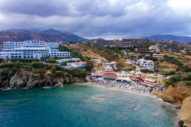 Azure water view with cliffs, Crete, Greece. 