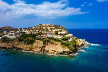 Azure water view with cliffs, Crete, Greece. 