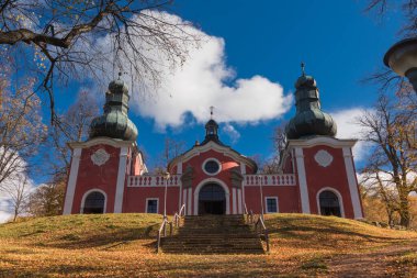 Sonbaharda Banska Stiavnica, Barok Calvary, Slovakya, Banska Stiavnica UNESCO 'nun tarihi kenti