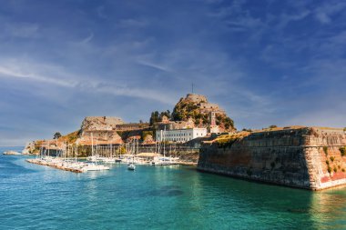 Korfu kasabasının eski Venedik kalesi. Venedik Eski Kalesi (Palaio Frourio), İyon Adaları - Kerkyra. Yunanistan