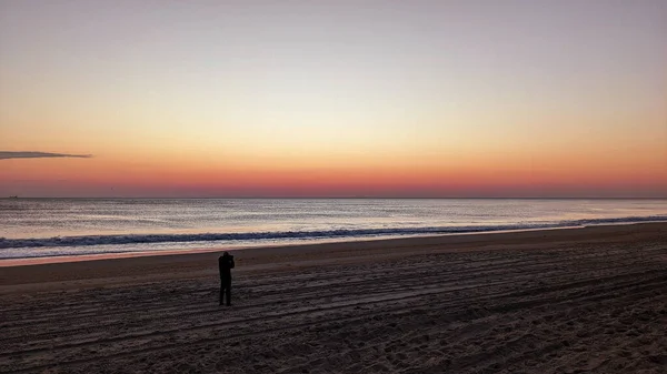 Fotógrafo Solitário Tentando Capturar Beleza Natureza Ocean City Eua — Fotografia de Stock