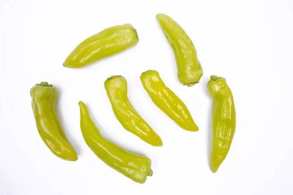 Green Pointed Peppers White Background Photo Taken Stock Kép