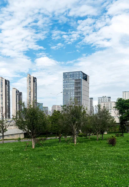 City Park Modern Building Background Shanghai — Stock Photo, Image