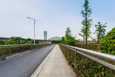 Shanghai Lujiazui, Çin 'de sokak manzarası..