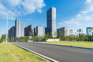 Shanghai Lujiazui, Çin 'de sokak manzarası..