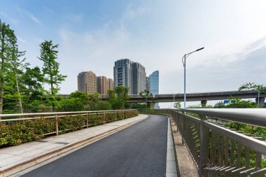Shanghai Lujiazui, Çin 'de sokak manzarası..