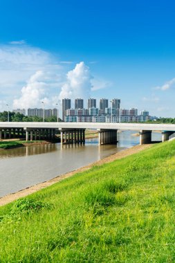 Amazing Modern Bridge against blue sky clipart