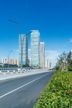 Shanghai Lujiazui, Çin 'de sokak manzarası..
