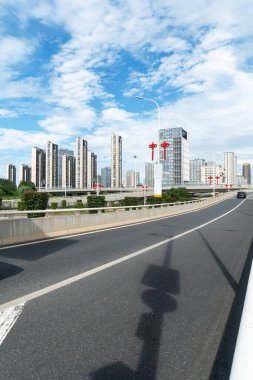 Shanghai Lujiazui, Çin 'de sokak manzarası..