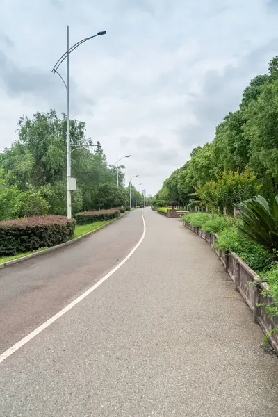 Şehirdeki boş şehir yolu ve binalar