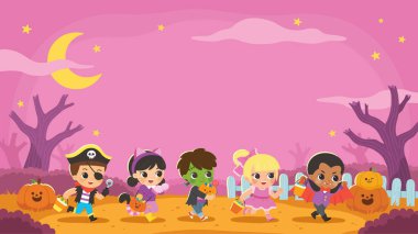 Cadılar Bayramı kostümü giymiş çocuklar 