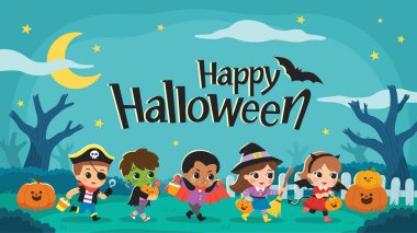 Cadılar Bayramı kostümü giymiş çocuklar 