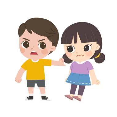 Erkek öğrenci okulda zorbalığa uğruyor. Oğlan başka bir kızı itiyor. Okulda zorbalık sorunu. Üzücü an..