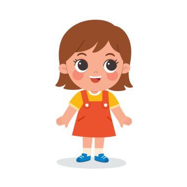 Mutlu Çocuk ayakta duruyor ve gülümsüyor. Mutlu küçük çocuk eğleniyor Çocukluktan zevk alıyor.