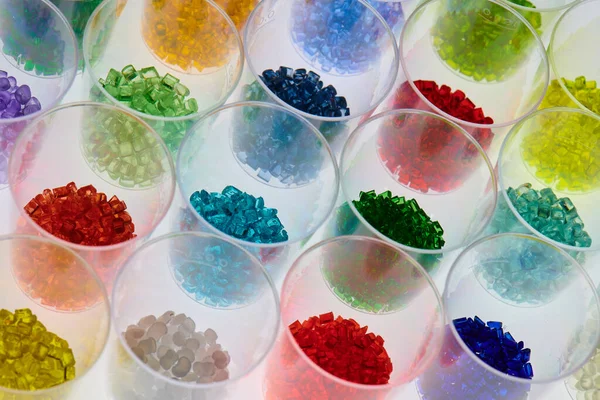 Färgade Plasthartser Provrör Glas Laboratorium — Stockfoto