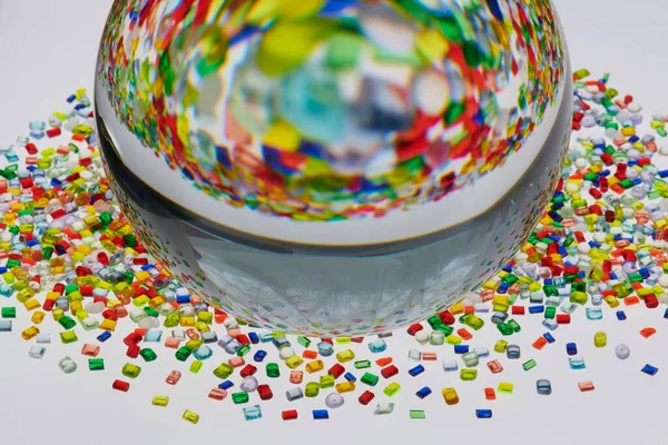 Graphic Picture Multicolored Plastic Resin Granulates White Background — Stock Photo, Image
