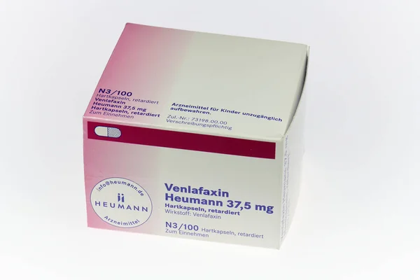 Package Venlafaxin Medicine Heumann Company Germany Антидепресант Проти Депресії Меланхолії — стокове фото