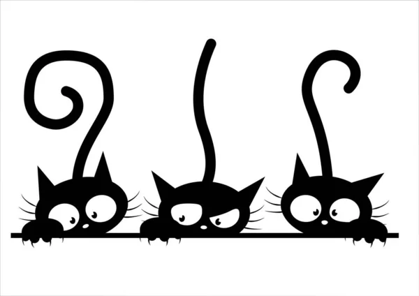 Tre Kattungar Illutrator Vitt — Stock vektor