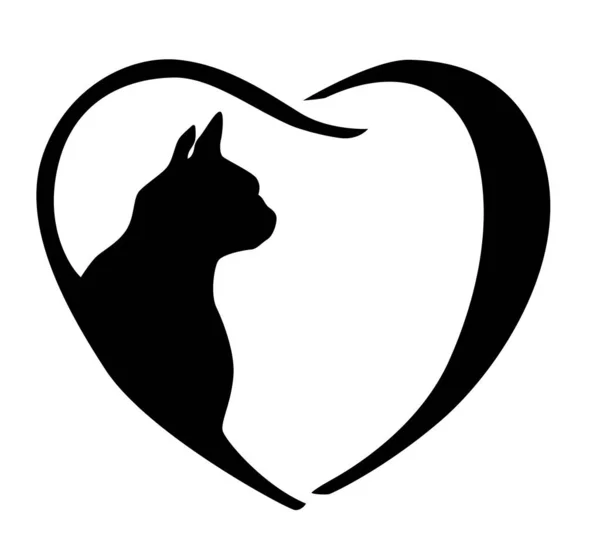 Cat Lovewhit Heart Illustrator — Stock Vector