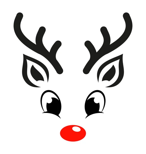 雪白的背景上 清凉的鹿角红鼻子 — 图库矢量图片