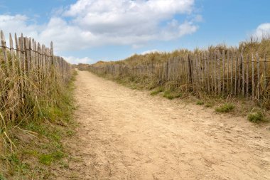 At the dunes of the beach there is this walkway to the beach by the sea