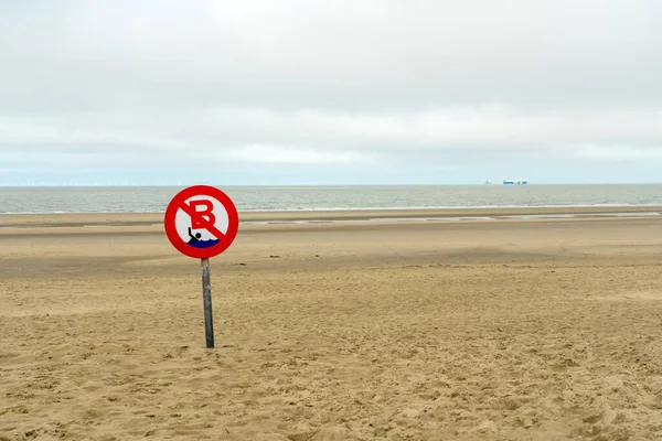 Sea Sign Sand Saying Swimming Sea — Stok fotoğraf