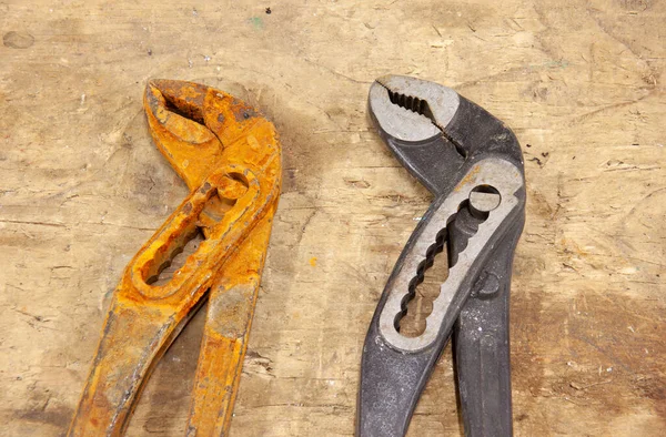 Different Thirty Six Inches Water Pliers One Has Been Water — Stock Photo, Image