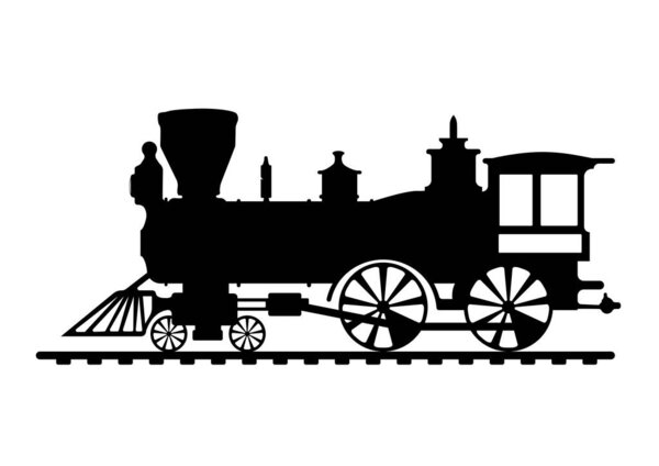 Black and white train image in illustrator on a white background