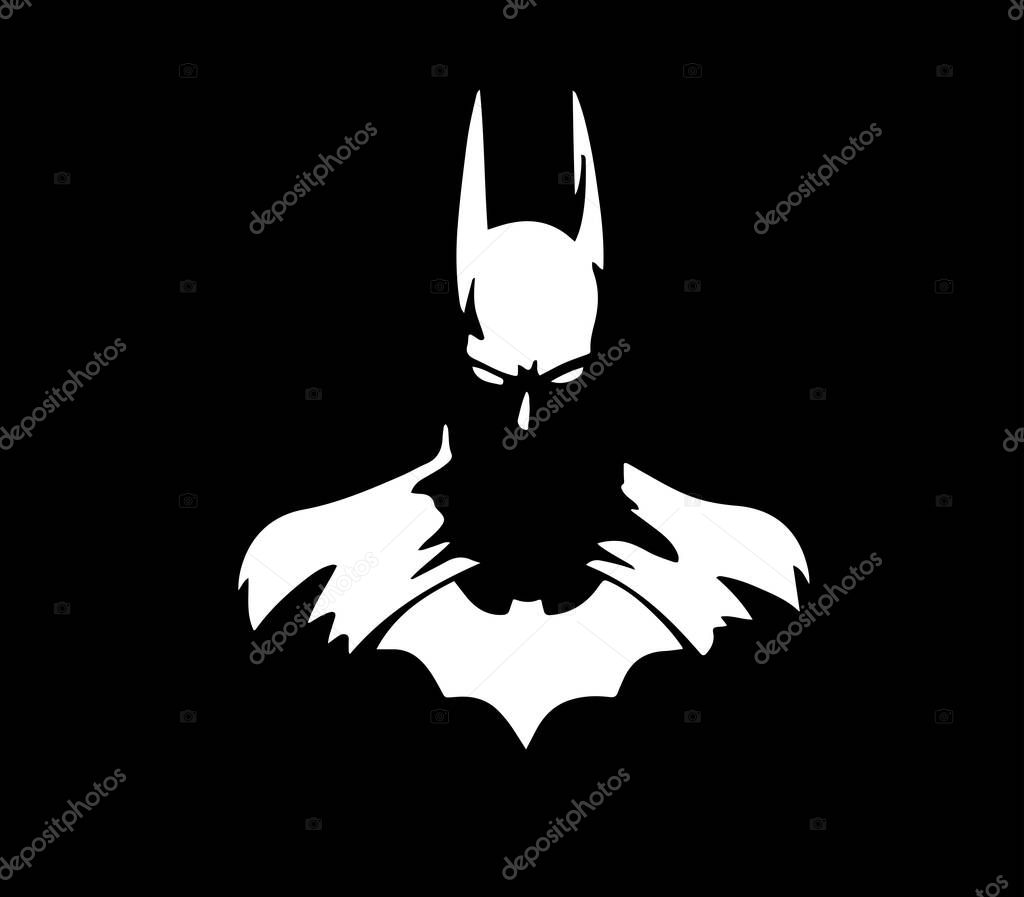 Black and white Batman image in illustrator on a white background