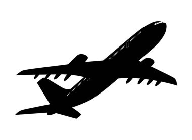 Beyaz arkaplanda bir uçağın simgesi, IA değil.