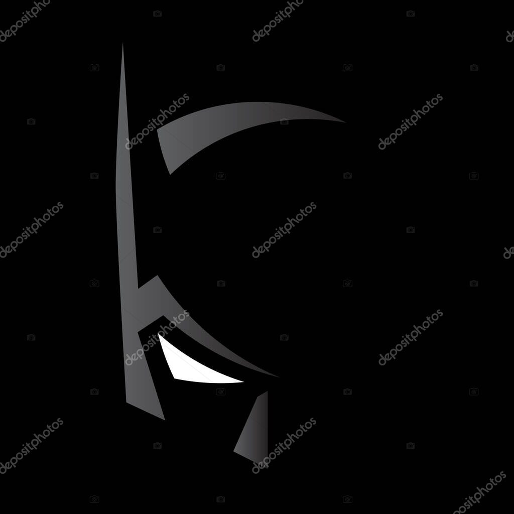 Black and white Batman image in illustrator on a Black background