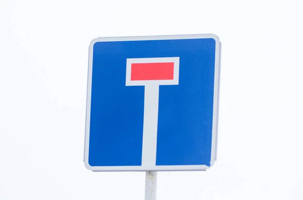 Дорожный Знак Синий Красный Тупик — стоковое фото