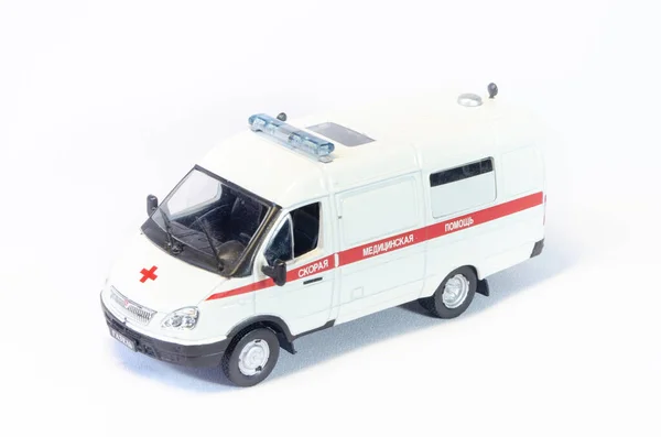 Escala Modelo Carro Ambulância Médicos — Fotografia de Stock