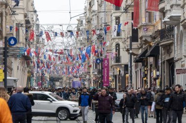 Istiklal Busy Street of Istanbul full of people